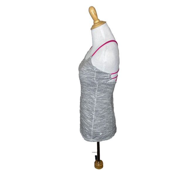Lululemon Grey Gray Magenta Dancing Warrior Tank Top Athleisure Yoga Running 4 - Picture 2 of 7